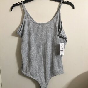 NY&C Gray Ribbed Bodysuit